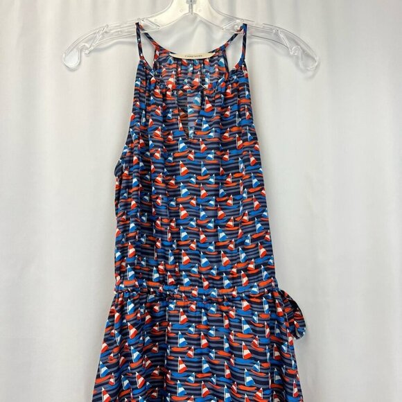 41 Hawthorn Womens Sundress Multicolor Stripe Sailboat Print Mini Halter Neck S - Picture 2 of 11